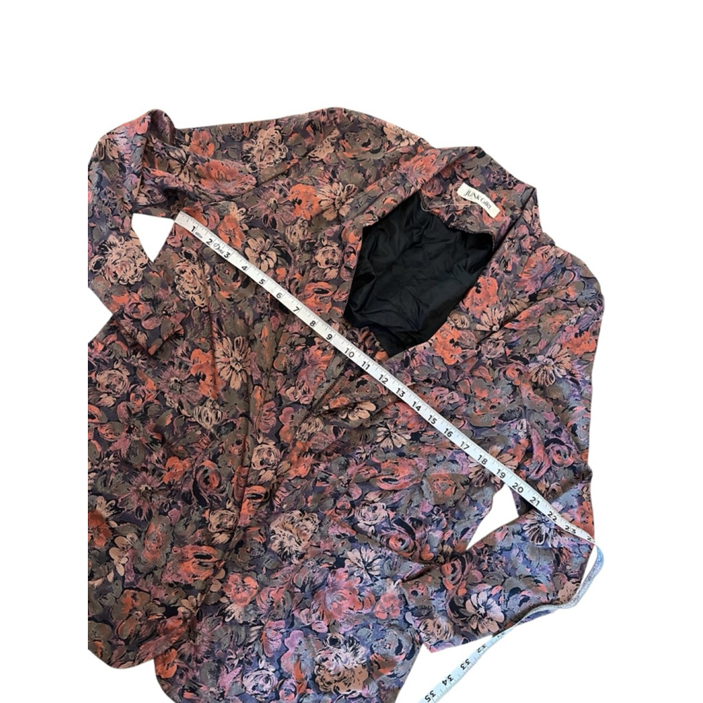 VINTAGE Blazer Women’s Medium Floral Print One Button Satin Finish M - Picture 3 of 11